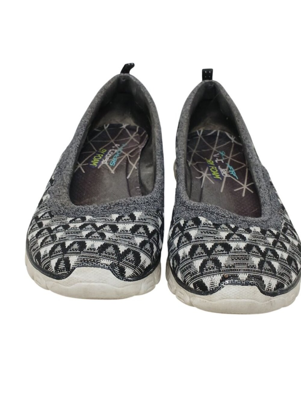Skechers Air Cooled Memory Foam Size 8.5 SlipOn Comfort Shoes Gray Tribal #4-1 - Picture 4 of 11